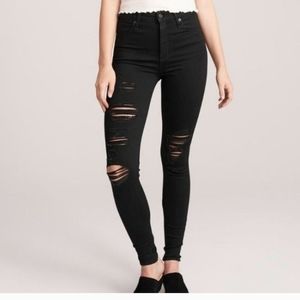 Abercrombie & Fitch Super Skinny High Rise Curve Love Black 37 / 24 Long Stretch
